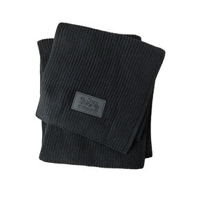 Coach Chunky Patch Long Wool Knit Scarf Black Fall Winter NWT